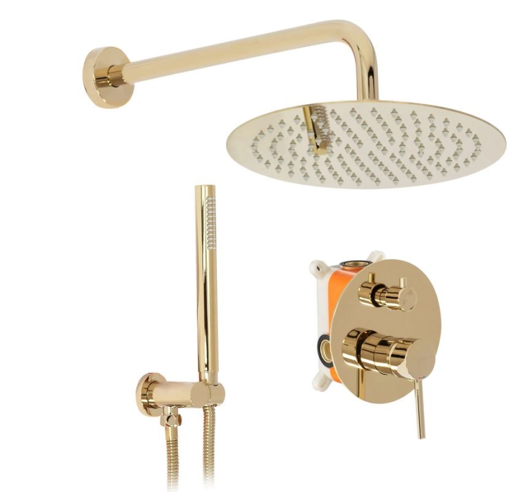 Conjunto de ducha empotrado Rea Lungo dorado (REA-P4110)
