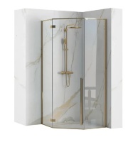 Cabina de ducha Rea Diamond 100x100 cristal de seguridad dorado transparente (REA-K6616)