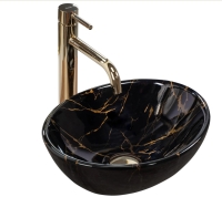 washbasin Rea Sofia 27x35 mini black marble shine (REA-U6963)