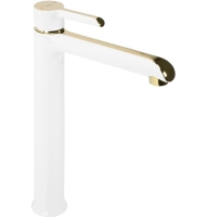Mezclador de lavabo Rea Melia alto, blanco-oro (REA-B2709)