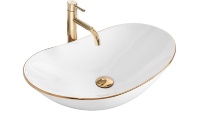 Lavabo Rea Royal Gold Edge 36x62,5 blanco (REA-U8570)