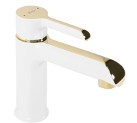 Mezclador de lavabo Rea Melia bajo, blanco-oro (REA-B2708)