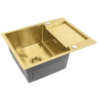 Fregadero de cocina Rea Paul 60x48 con sifón, dorado cepillado (ZLE-06010)