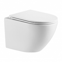 toilet Omnires Ottawa 49x37 rimless wall hung, duroplast seat, white gloss (OTTAWAMWBP)