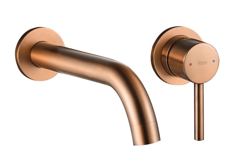 Mezclador de lavabo empotrado Rea Lungo cobre cepillado (REA-B4600)