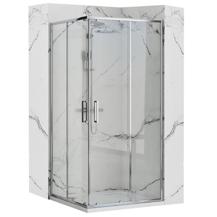 Cabina de ducha Rea Punto 80x80 cromo cristal de seguridad, transparente (REA-K0863)