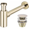 Sifón universal para lavabo Rea, dorado, con válvula de fondo click-clack (REA-A5692)