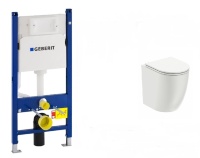 toilet Omnires Ottawa 49x37 rimless suspended seat duroplast + installation Geberit Duofix (458.126.00.1 + OTTAWAMWBP)