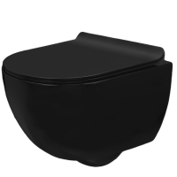 Inodoro Rea Carlo suspendido, asiento de duroplast de caída lenta slim negro mate (REA-C8405) rebajado