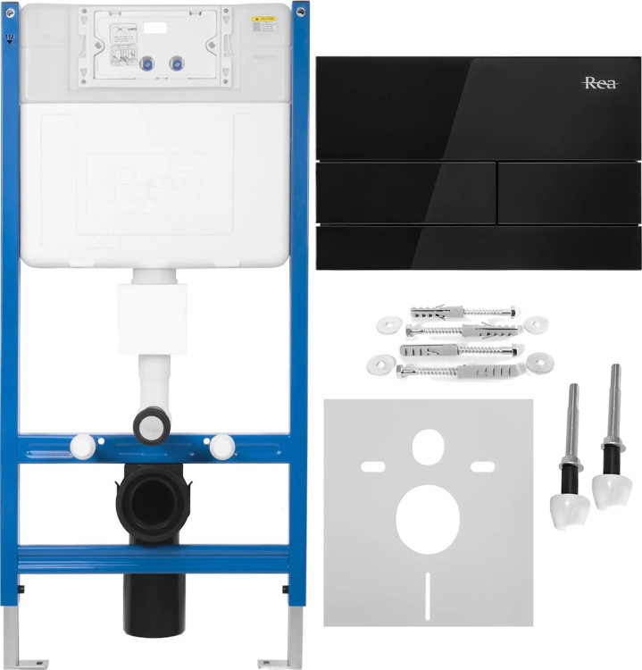 инсталляционная система Rea для унитаза + кнопка T black glass (KPL-E0051)