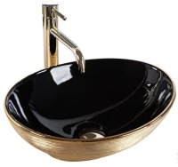 washbasin Rea Sofia 41x33,5 black gold brush (REA-U3310)