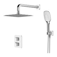 Sistema de ducha empotrado con termostato Omnires Parma cromo/blanco (SYSPM17ACRB)