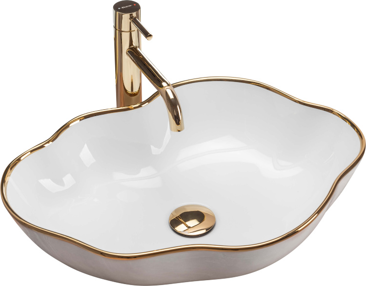 washbasin Rea Pearl 51.5x37.5 gold edge (REA-U0696)