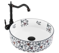 умывальник Rea Stefania 36x36 накладной, fiori (REA-U9853)