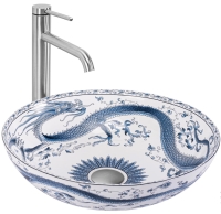 Lavabo Rea Kioto 40x40 blanco-azul (REA-U6032)