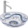washbasin Rea Kioto 40x40 white-blue (REA-U6032)