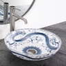 washbasin Rea Kioto 40x40 white-blue (REA-U6032)