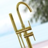 Rea Ortis floor-standing bath mixer, light gold (REA-B7430)