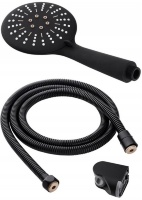 Cabezal de ducha Rea + manguera + soporte, negro (REA-P4101)