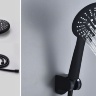 Cabezal de ducha Rea + manguera + soporte, negro (REA-P4101)