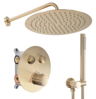 Conjunto de ducha empotrado Rea Lungo dorado cepillado + caja (REA-P8551)