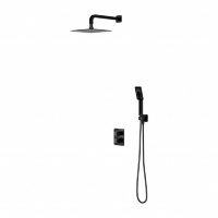 Conjunto de ducha empotrada con termostato Omnires Parma negro mate (SYSPM11BL)