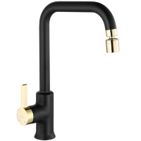 Grifo monomando de cocina Rea Polo negro/dorado (REA-B9980)