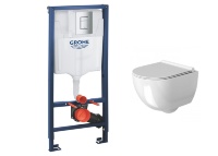 Inodoro Rea Carter Rimless + instalación Grohe Rapid SL, llave (REA-C1450 + 38772001)
