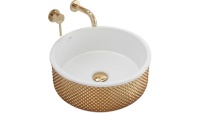 Lavabo Rea Helen 42,5x42,5 dorado blanco (REA-U6978)