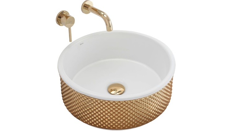 washbasin Rea Helen 42,5x42,5 gold white (REA-U6978)