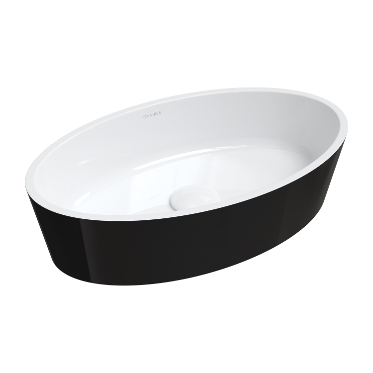 washbasin Omnires Bari 50x30 white/gloss black (BARI500UNBCP)