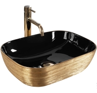 Lavabo Rea Belinda 33x46,5 negro/dorado cepillado (REA-U8780)
