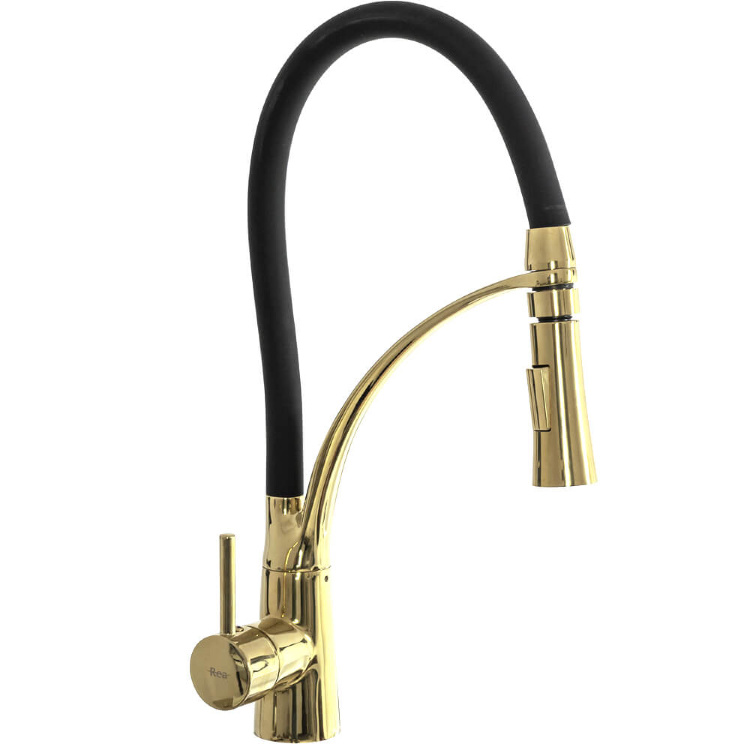 Grifo monomando de cocina Rea Gaspar negro/dorado (REA-B1019)