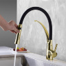 Grifo monomando de cocina Rea Gaspar negro/dorado (REA-B1019)
