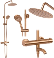 Conjunto de ducha Rea Lungo cobre cepillado, con termostato (REA-P8807)