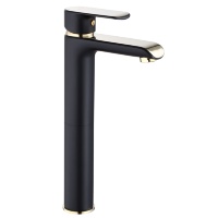 Mezclador de lavabo alto Rea Bloom, negro/dorado (REA-B9936)
