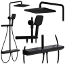shower system Rea Pedro with thermostat, black (REA-P0897)