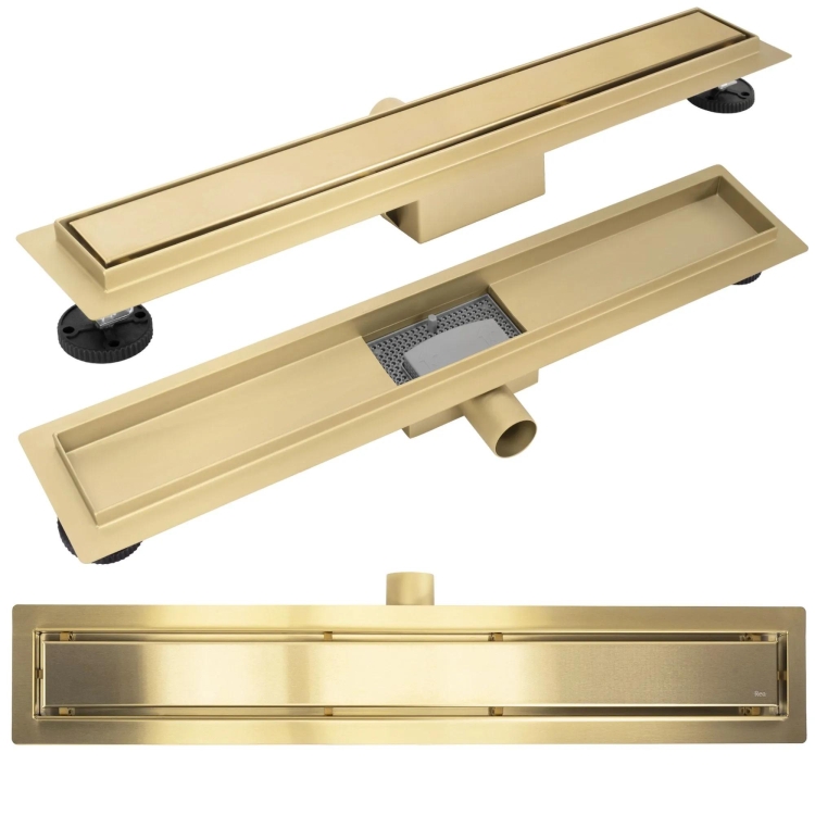 трап линейный Rea Neox 600 мм brushed gold (REA-G4892)