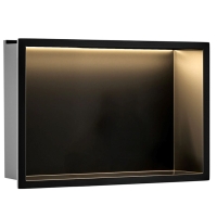 полка для ванной комнаты Rea 30x45x10 встраиваемая в стену с LED подсветкой black (REA-08546)