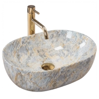 умывальник Rea Amelia Ruststone 48x34,5 глянцевый, имитация камня (REA-U0625)