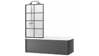 Cortina de ducha Rea Lagos-1 Fix 80x140 cristal transparente negro (REA-K4561)