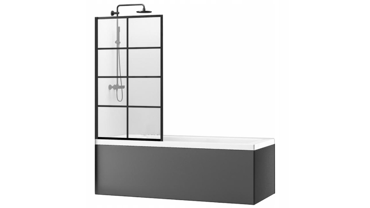Cortina de ducha Rea Lagos-1 Fix 80x140 cristal transparente negro (REA-K4561)