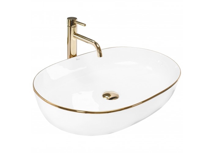 Lavabo Rea Cleo 60,5x41 blanco-oro (REA-U6211)