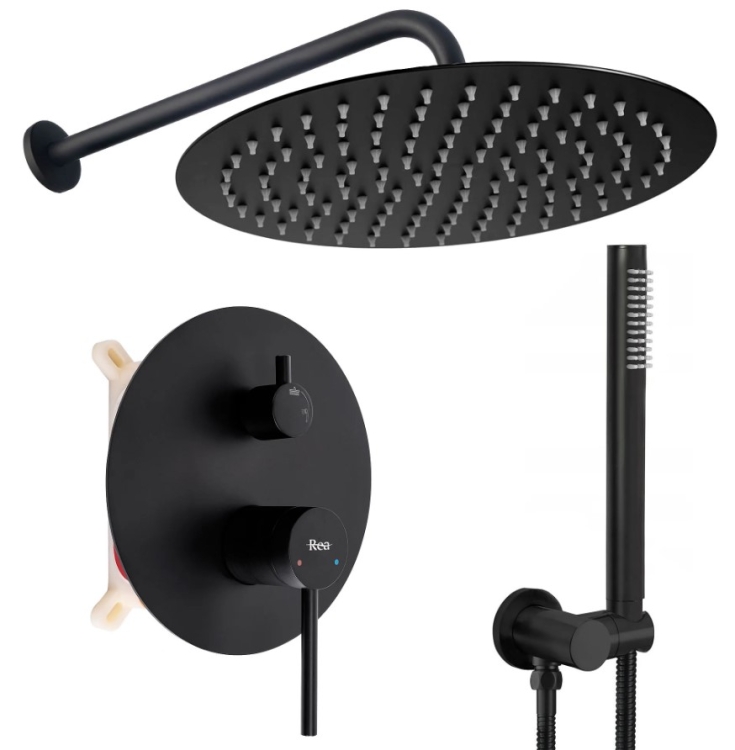 душевая система Rea Foss Clif + box скрытого монтажа, black matt (REA-P5968)