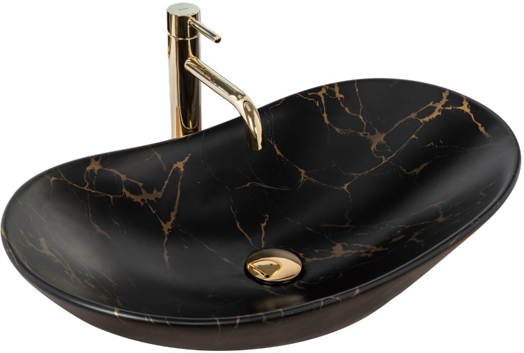 washbasin Rea Royal 36x60,5 black marble mat (REA-U7478)