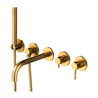 Mezclador de bañera Omnires Y de 5 orificios en oro cepillado (Y1237/1GLB)