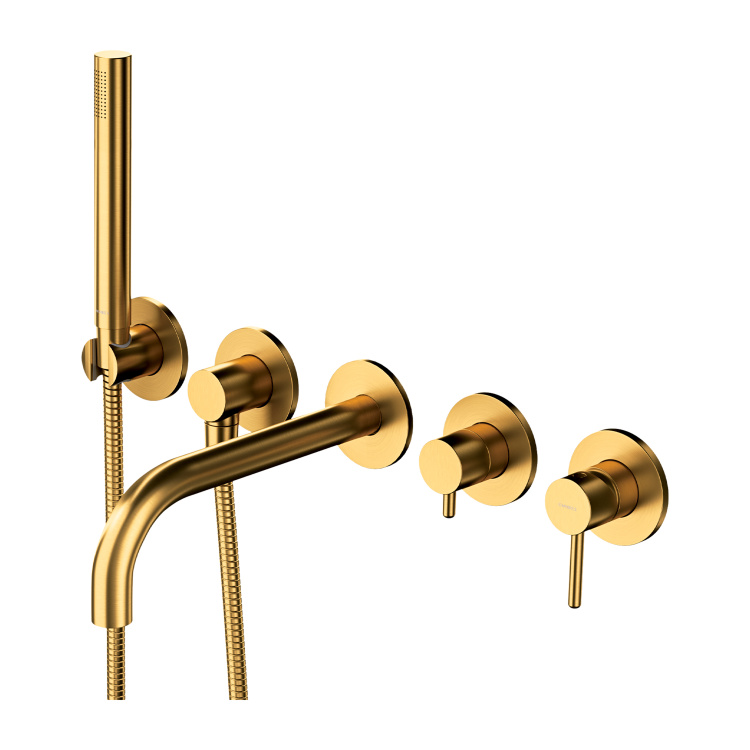 Mezclador de bañera Omnires Y de 5 orificios en oro cepillado (Y1237/1GLB)