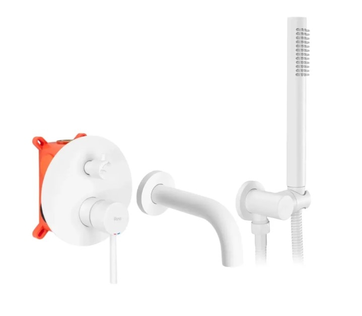 Mezclador de bañera empotrado Rea Lungo, blanco + caja (REA-B6440)
