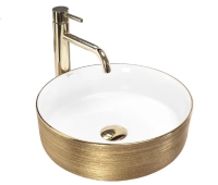 Lavabo Rea Sami 36x36 dorado cepillado/blanco (REA-U6630)