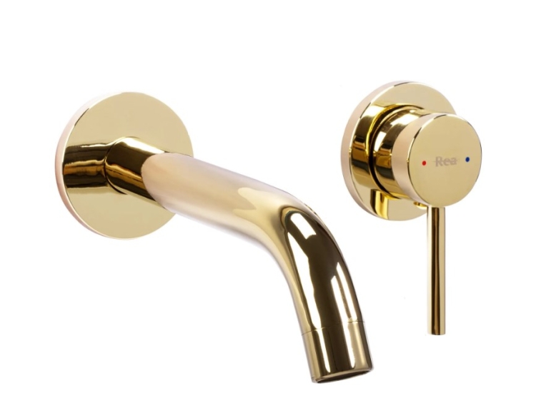 Mezclador de lavabo empotrado Rea Owen dorado + caja (REA-B5333)